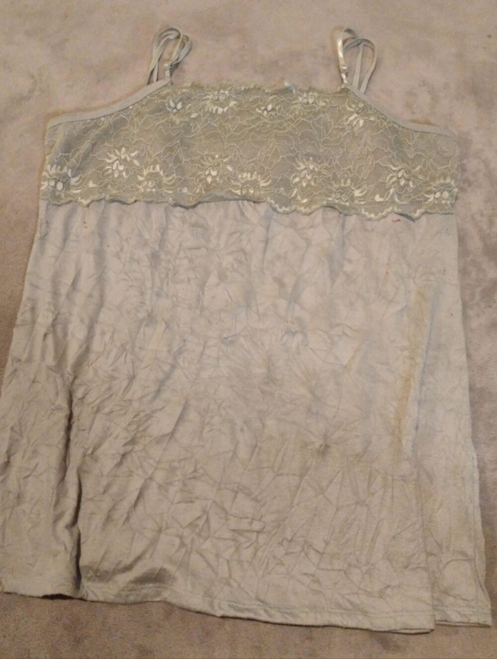 Maurices Sage Green Lace Trim Cami Tank Top Adjustable Straps - XL
